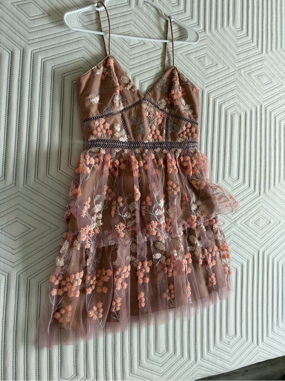 Self-Portrait Blush Pink Embellished Mini Dress